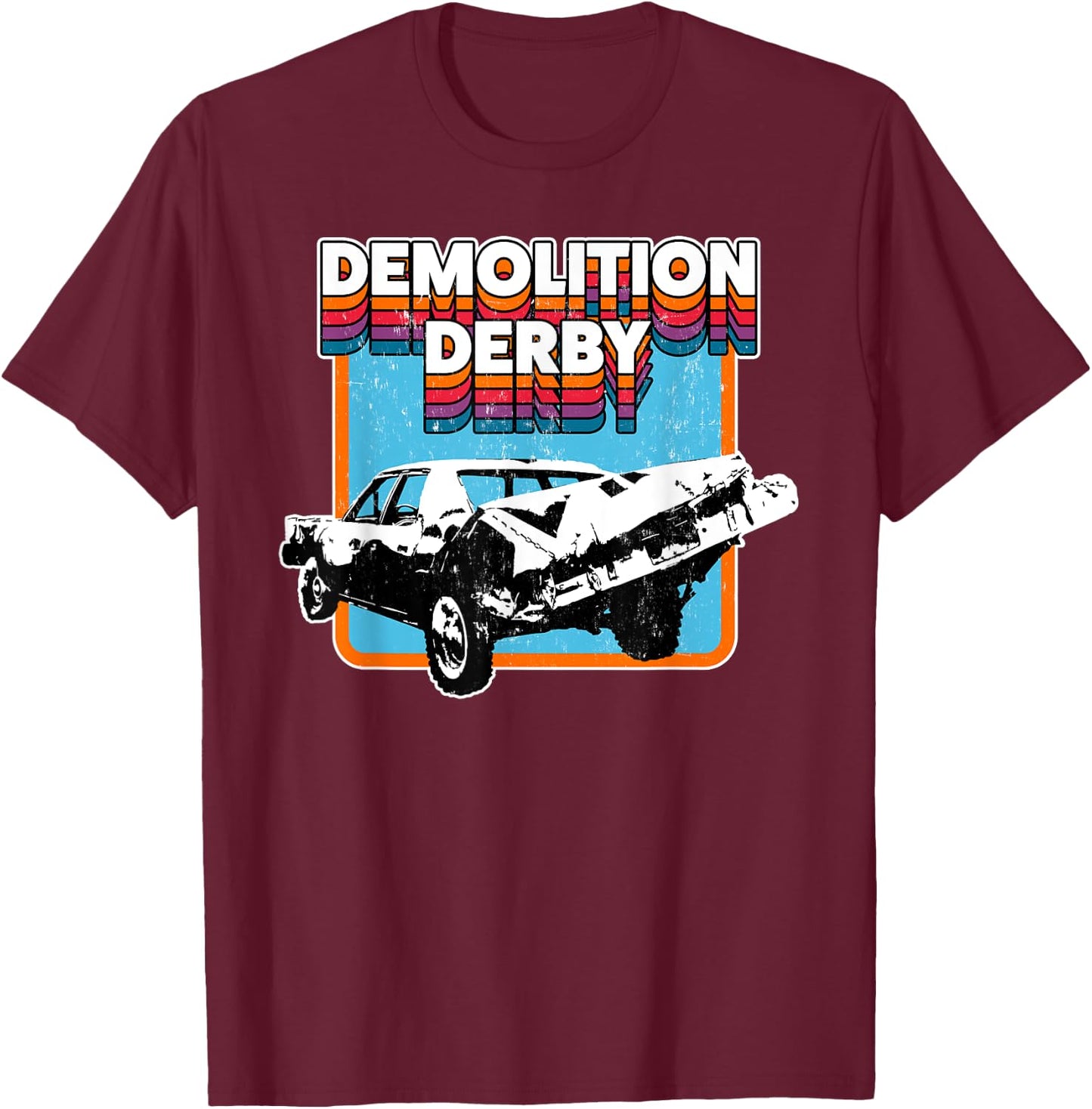 Demolition Derby Retro Vintage Design T-Shirt - T-Shirt | Maroon