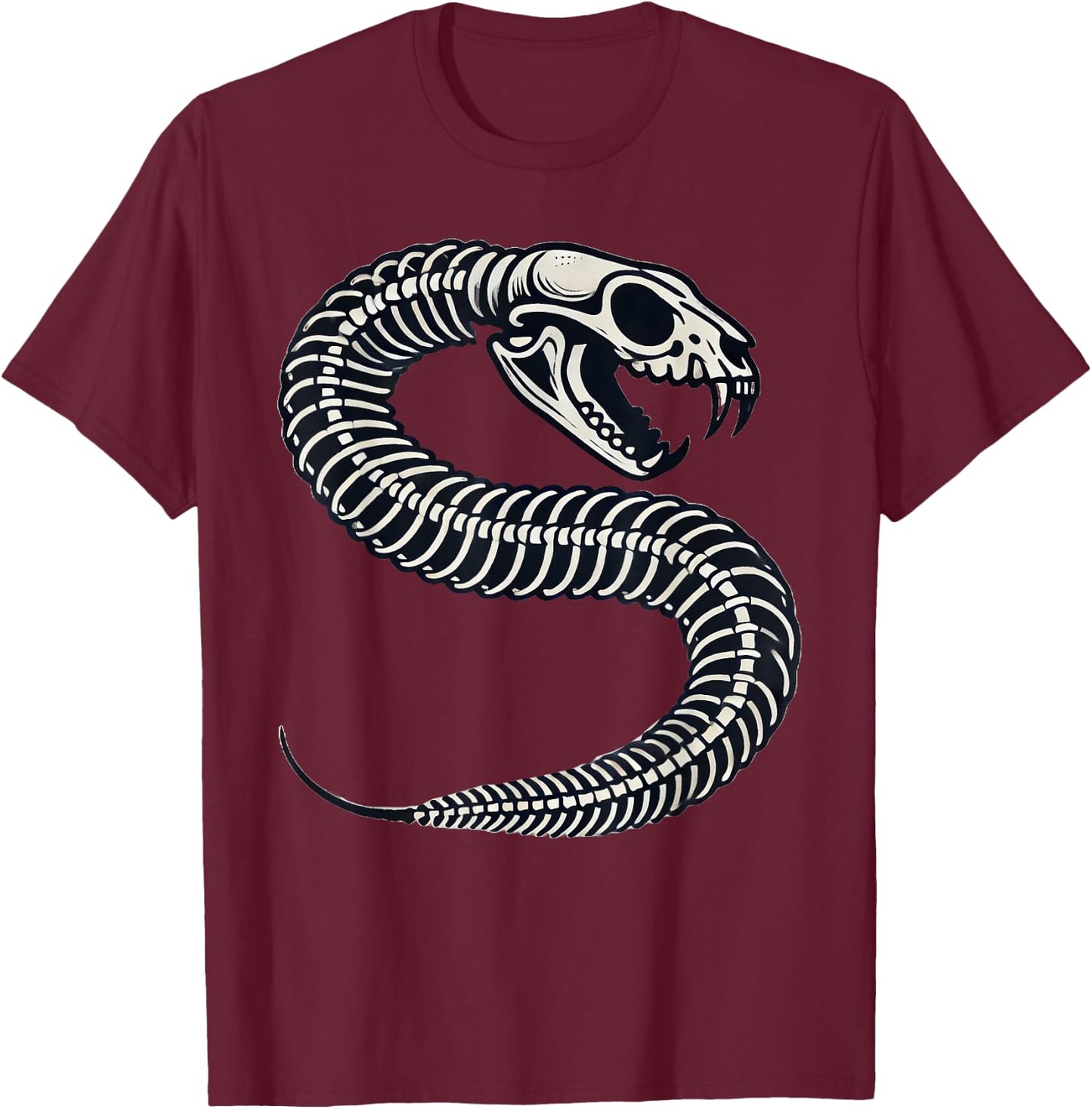 Snake Skeleton Halloween T-Shirt - T-Shirt | Maroon
