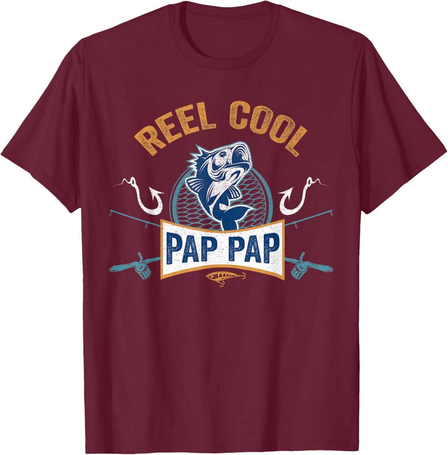 Reel Cool Pap Pap Fishing Fathers Day T-Shirt - T-Shirt | Maroon