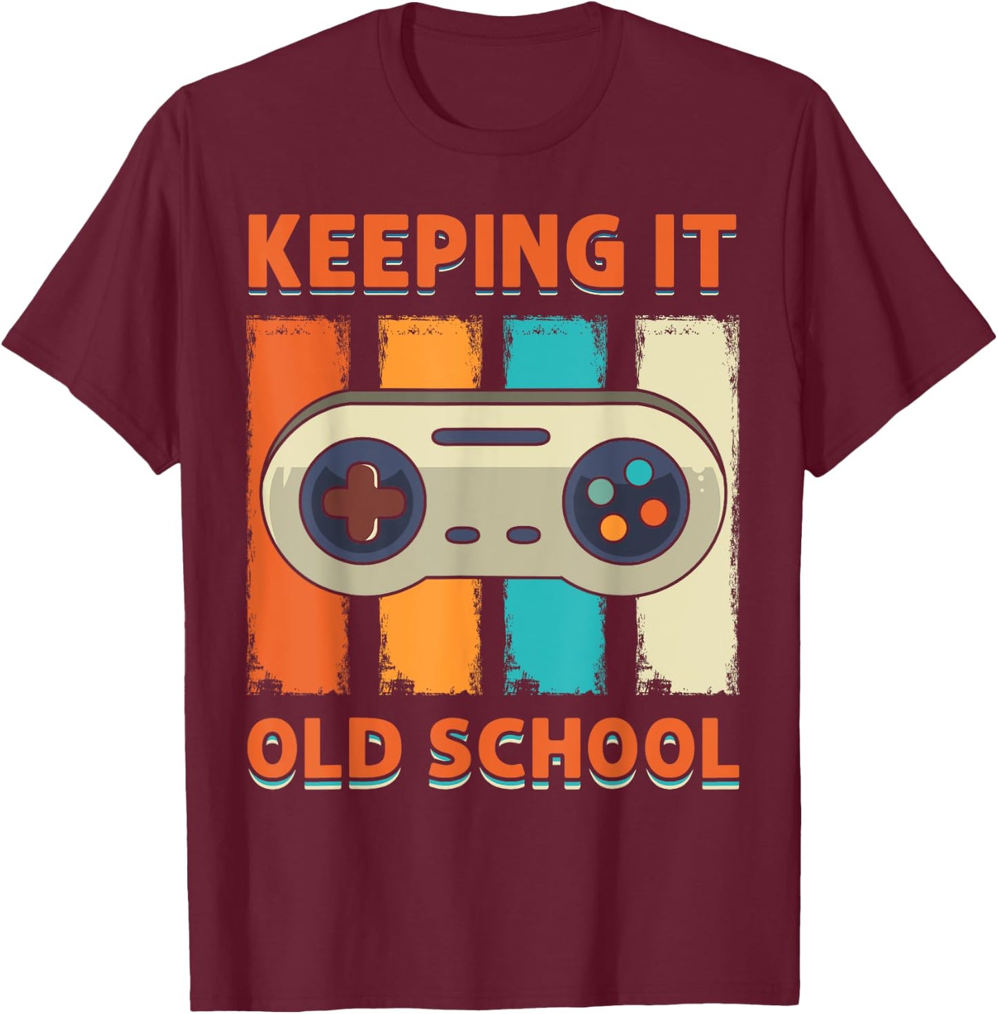 Keeping It Old School Gamer Vintage 80’s 90’s Arcade Gaming T-Shirt - T-Shirt | Maroon