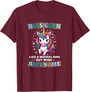 Awesome Boss Unicorn Funny Boss Day Design T-Shirt - T-Shirt | Maroon