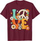 Peace Sign Love 60s & 70s Hippie Style Shirt T-Shirt - T-Shirt | Maroon