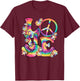 Hippie Love Peace 60s 70s Theme Party Outfit Costume , black T-Shirt - T-Shirt | Maroon