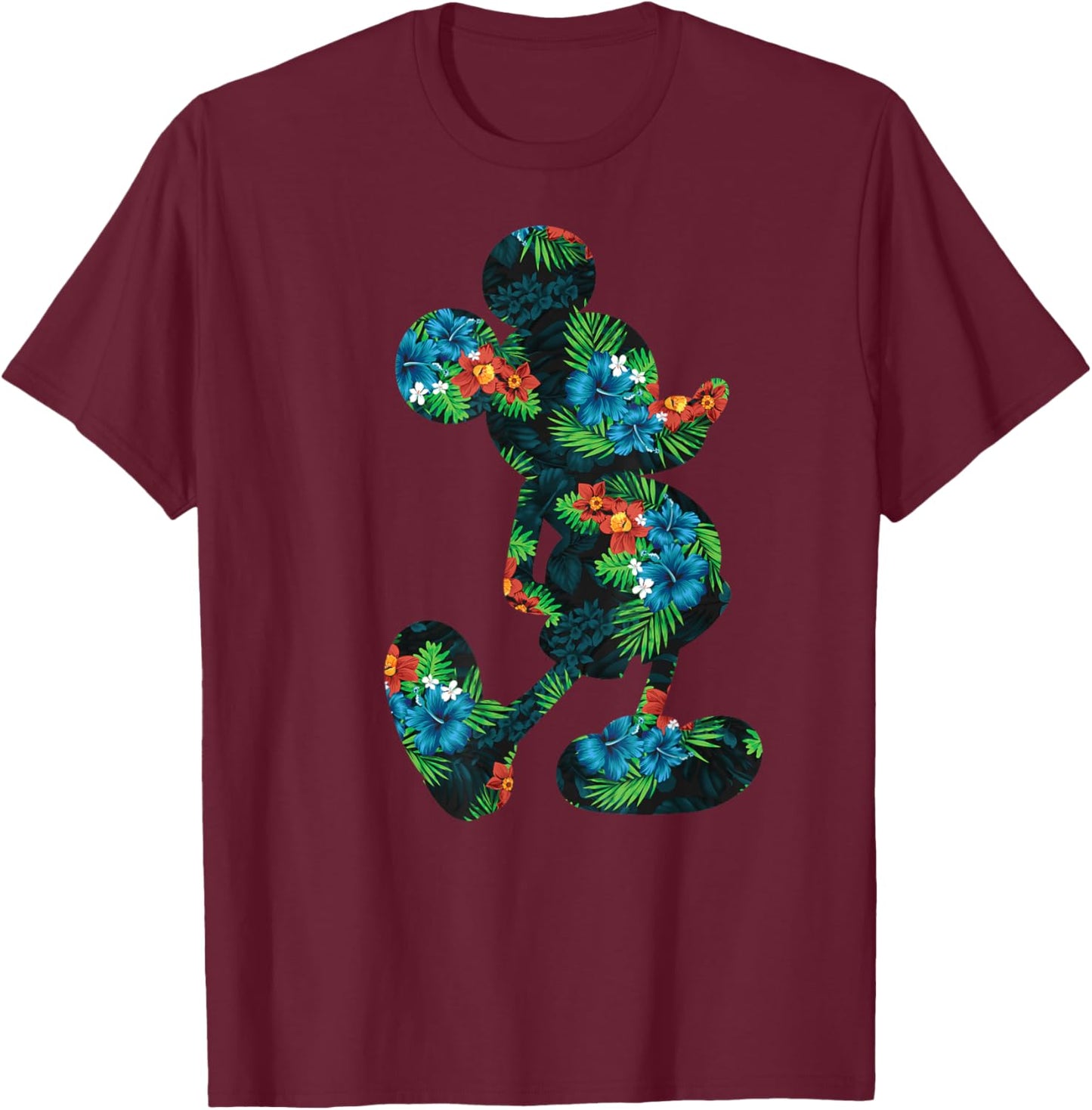 Disney - Tropical Mickey Print T-Shirt - T-Shirt | Maroon