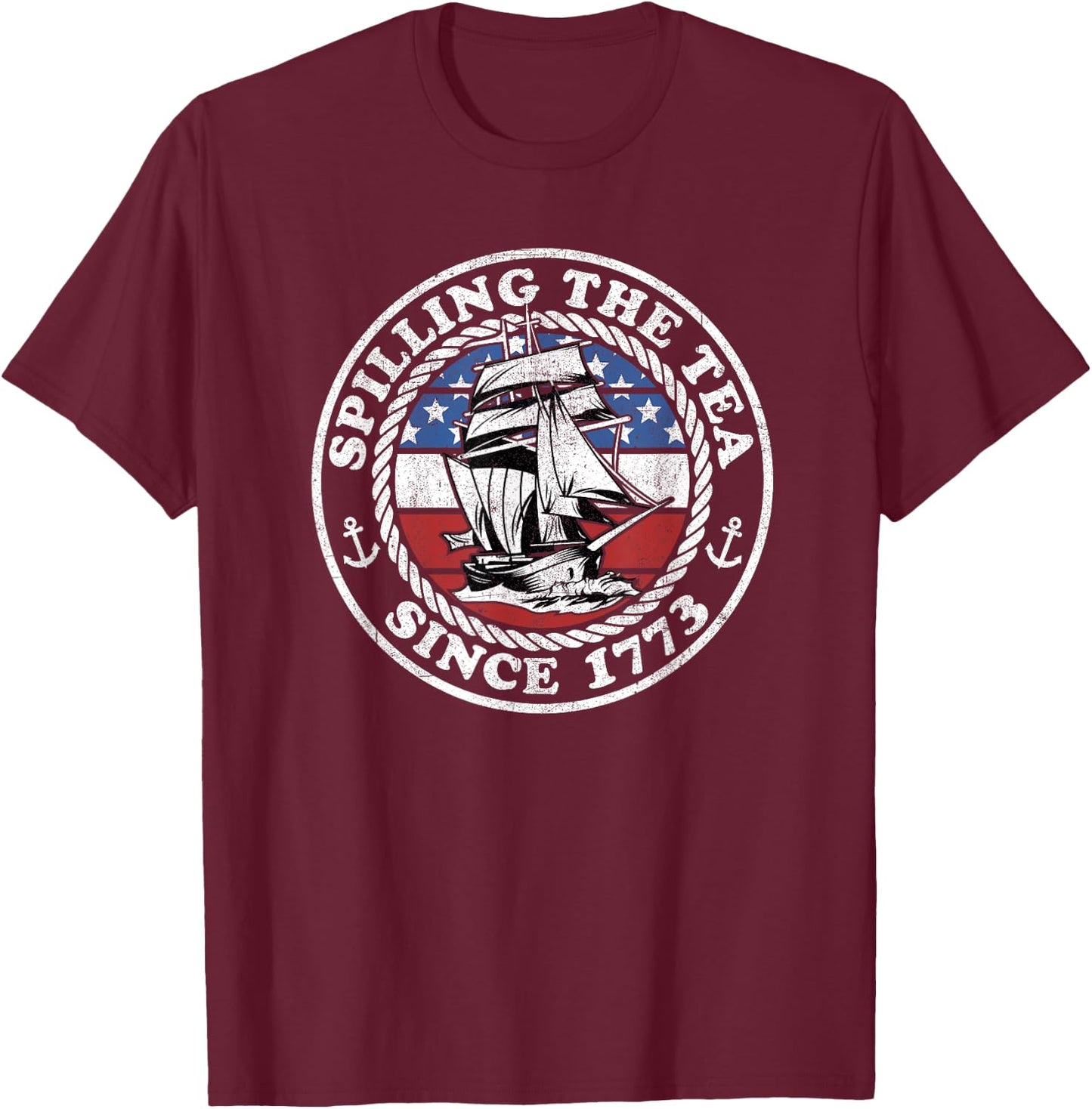 Spilling The Tea Since 1773 Funny US History Teacher Boston T-Shirt - T-Shirt | Maroon