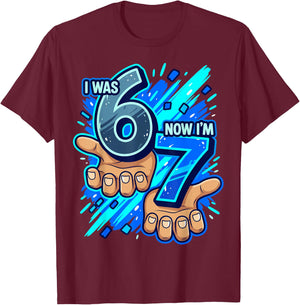 I was 6 Now I'm 7 7th Birthday 6 7 Birthday Boys T-Shirt - T-Shirt | Maroon