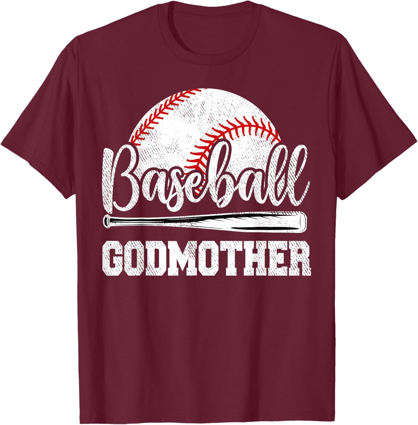 Baseball Godmother Baseball Player Game Day Mother's Day T-Shirt - T-Shirt | Maroon