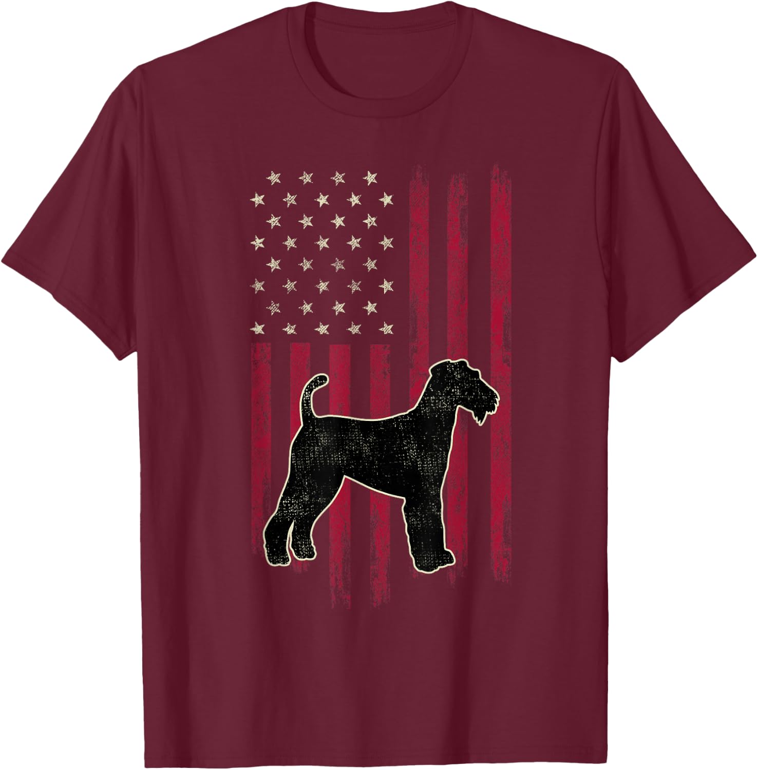 Airedale Terrier Dog Lovers American Flag 4th Of July Gift T-Shirt - T-Shirt | Maroon