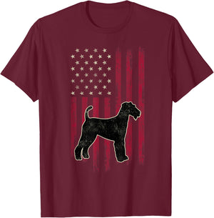 Airedale Terrier Dog Lovers American Flag 4th Of July Gift T-Shirt - T-Shirt | Maroon