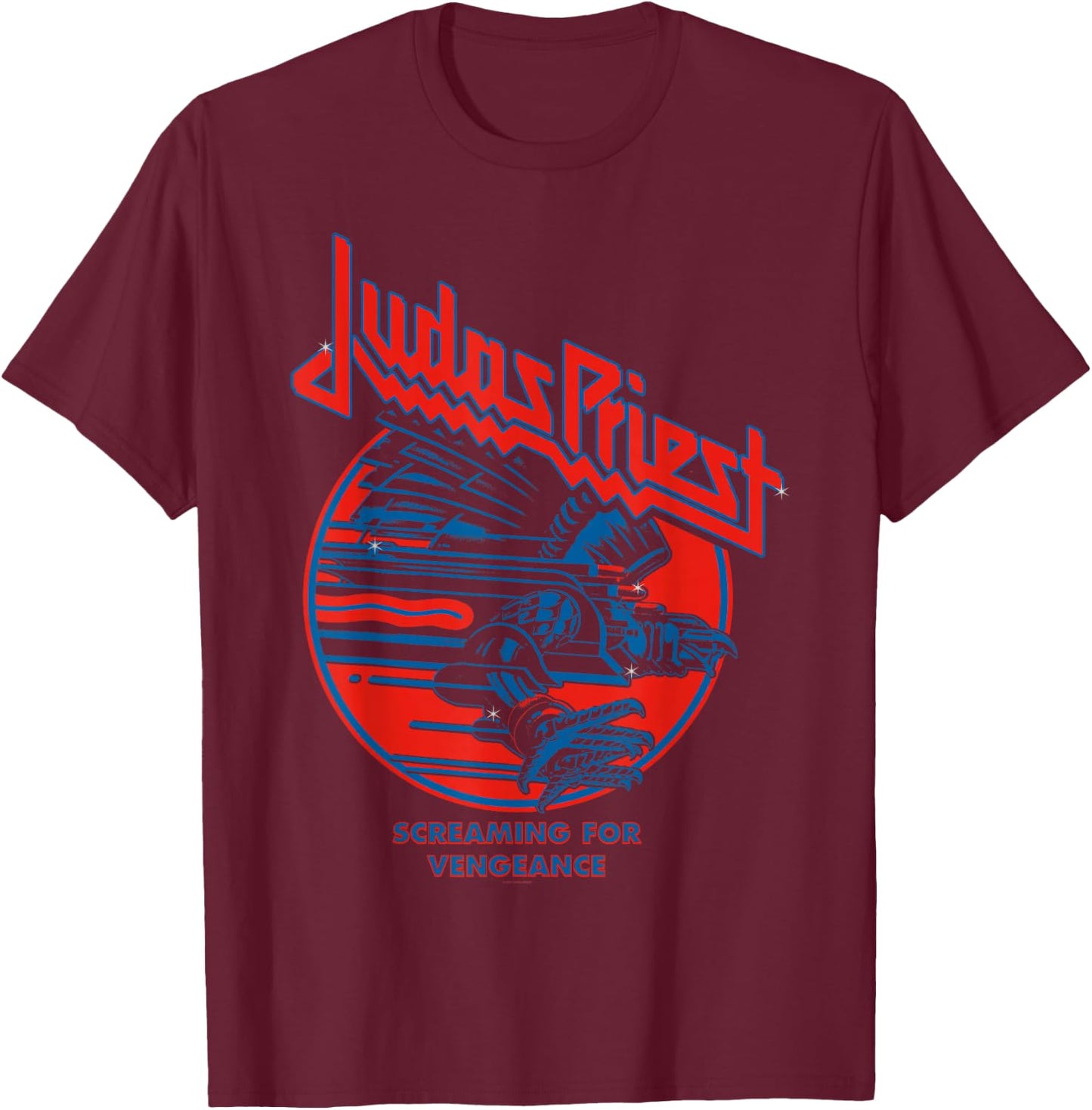 Judas Priest - Screaming For Vengeance Blue Eagle , black T-Shirt - T-Shirt | Maroon