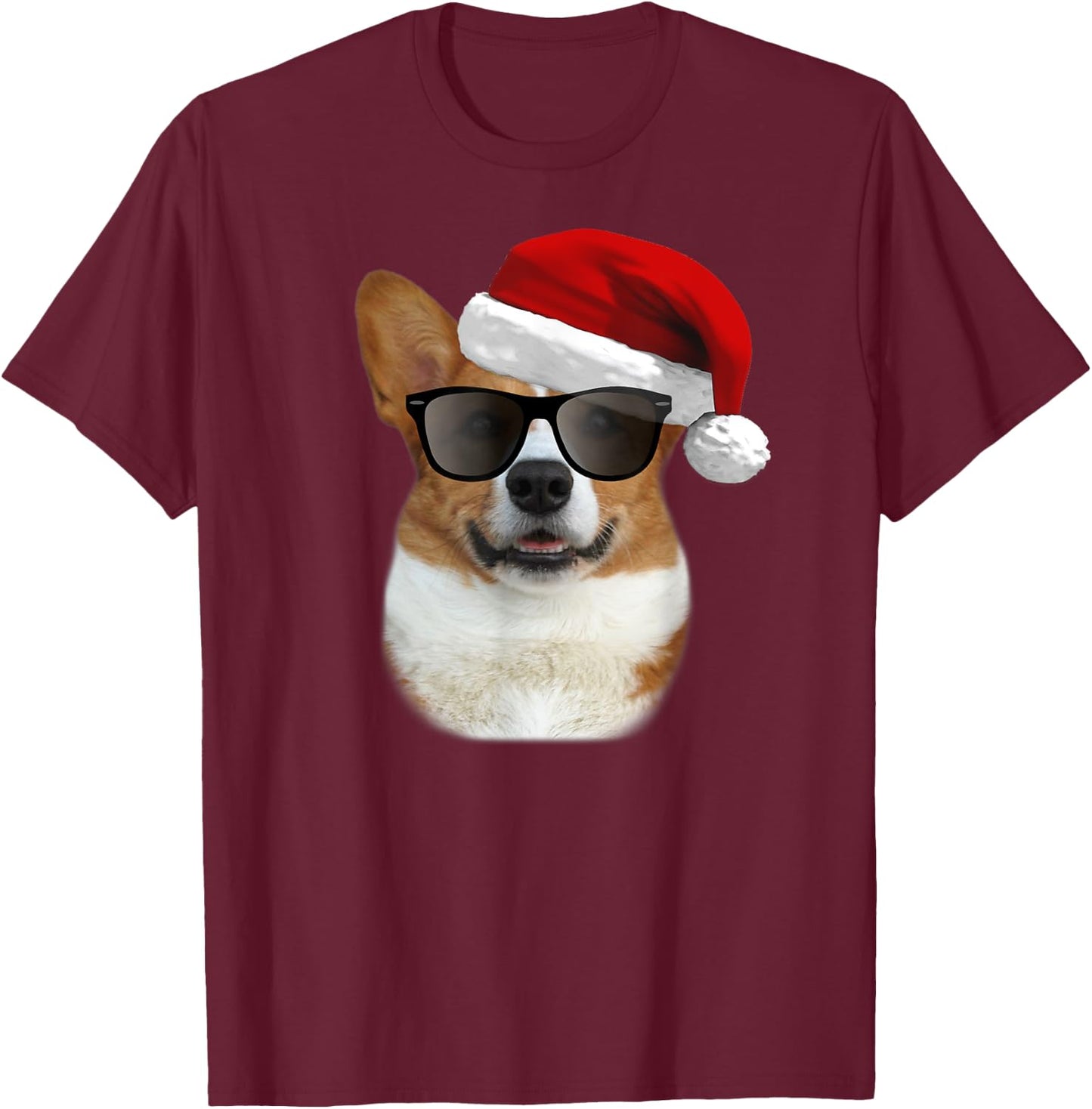 Corgi Christmas Shirt , Men & Kids - Corgi Santa T-Shirt - T-Shirt | Maroon