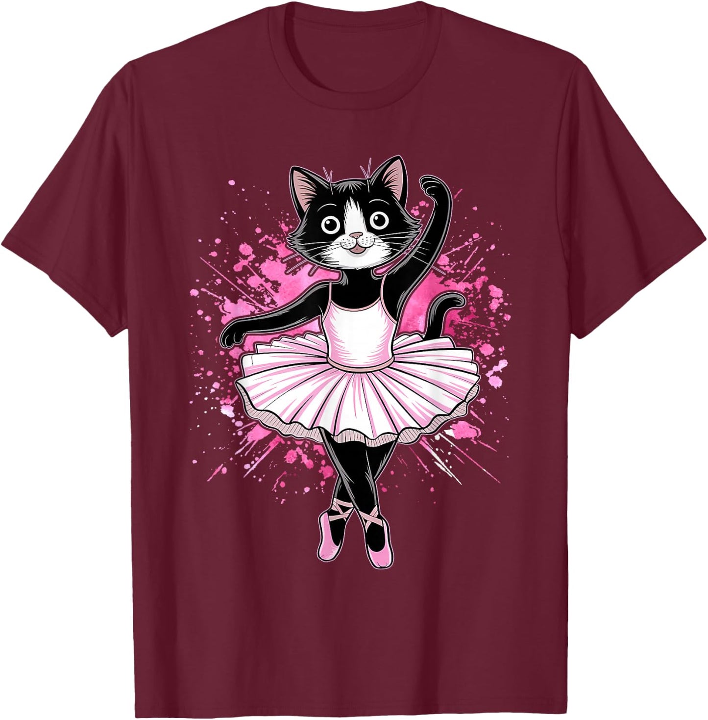 Rahmonty Designs Ballet Cat Lover Dance Recital Funny Black T-Shirt - T-Shirt | Maroon
