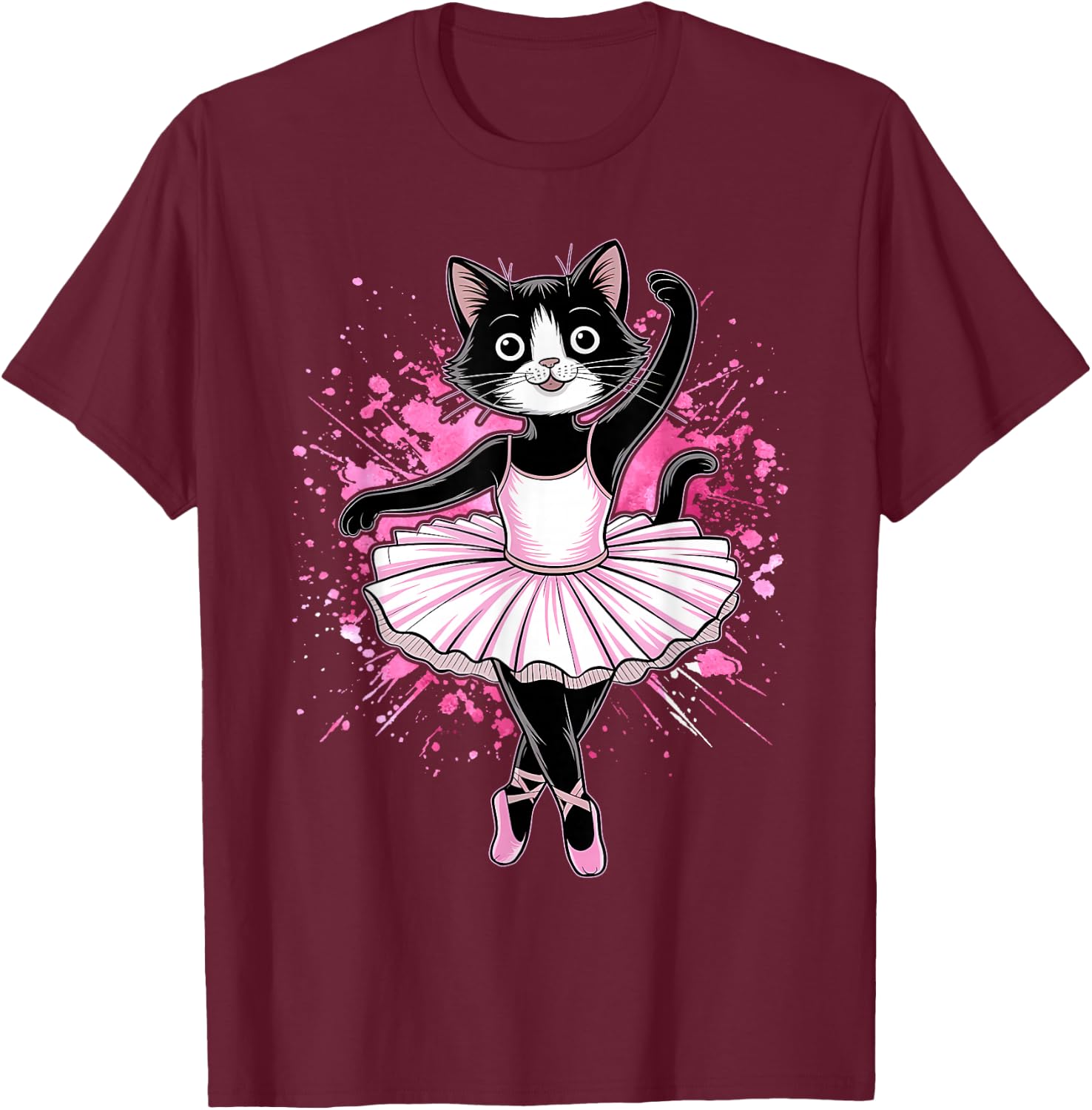 Rahmonty Designs Ballet Cat Lover Dance Recital Funny Black T-Shirt - T-Shirt | Maroon
