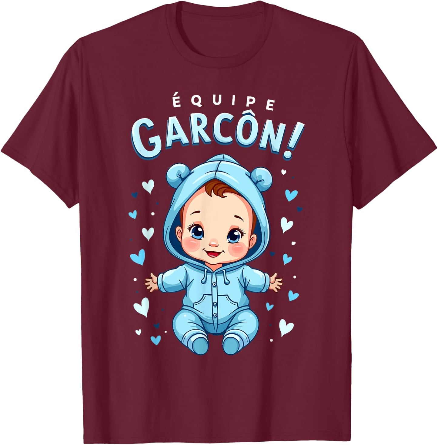 Gender Revelation Team Boy Humor Baby Shower T-Shirt - T-Shirt | Maroon