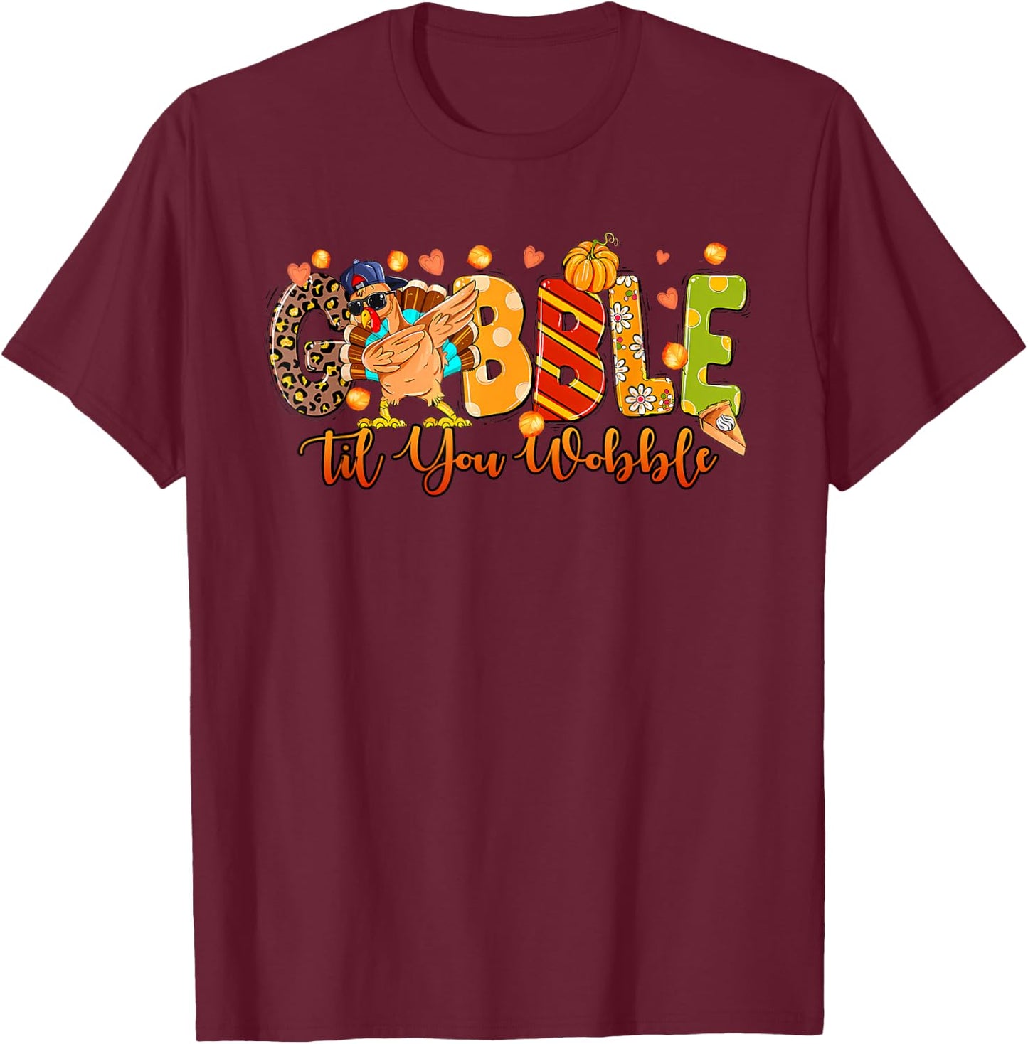 Gobble Til You Wobble Turkey Toddler Kids Baby Thanksgiving T-Shirt - T-Shirt | Maroon