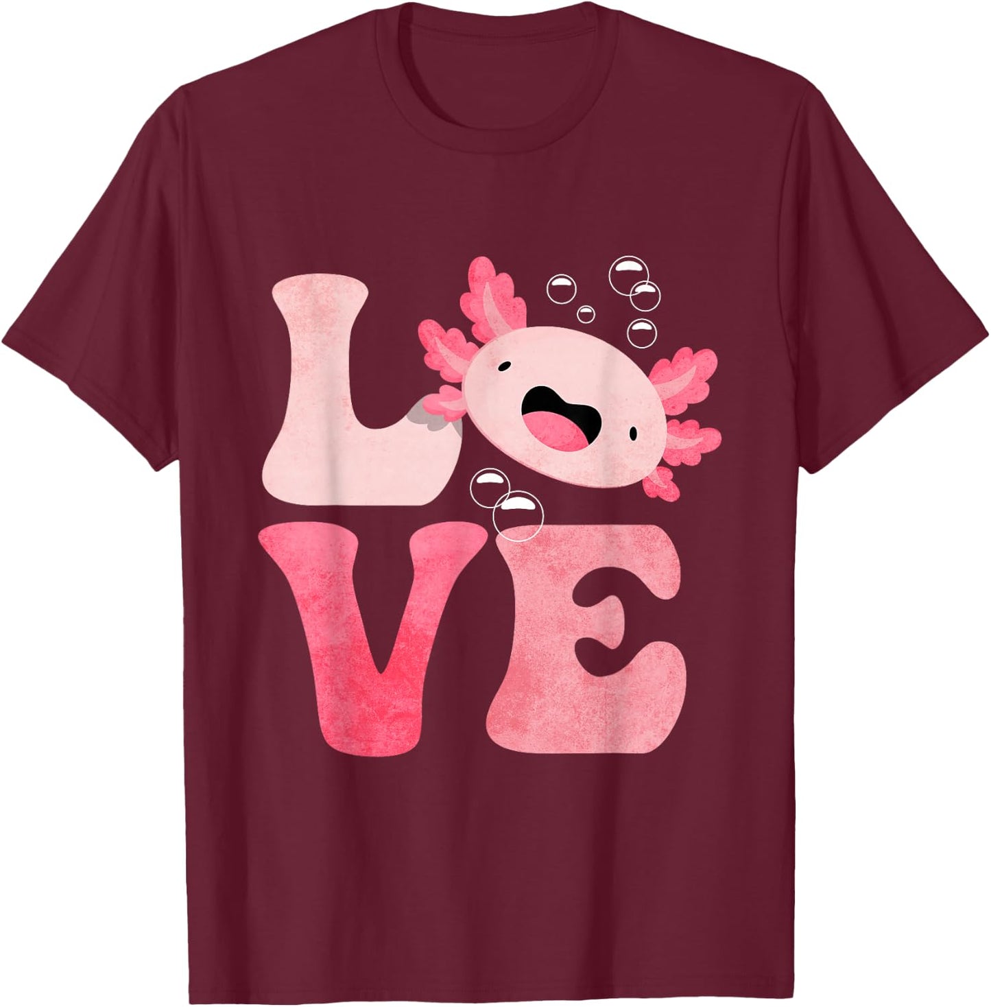 Axolotl LOVE T-Shirt - T-Shirt | Maroon