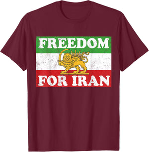 Iranian Lion Flag FREEDOM FOR IRAN Support Women of Iran T-Shirt - T-Shirt | Maroon