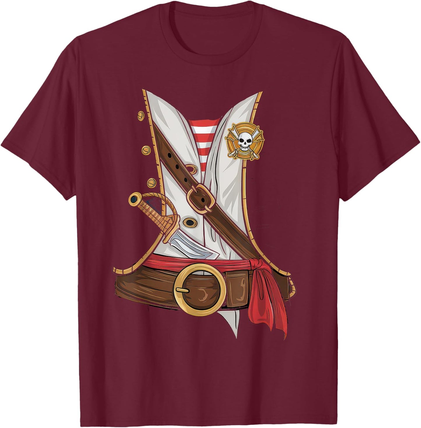Pirate Costume Kids Sailor Captain Ahoy Shirt, Black, S T-Shirt - T-Shirt | Maroon
