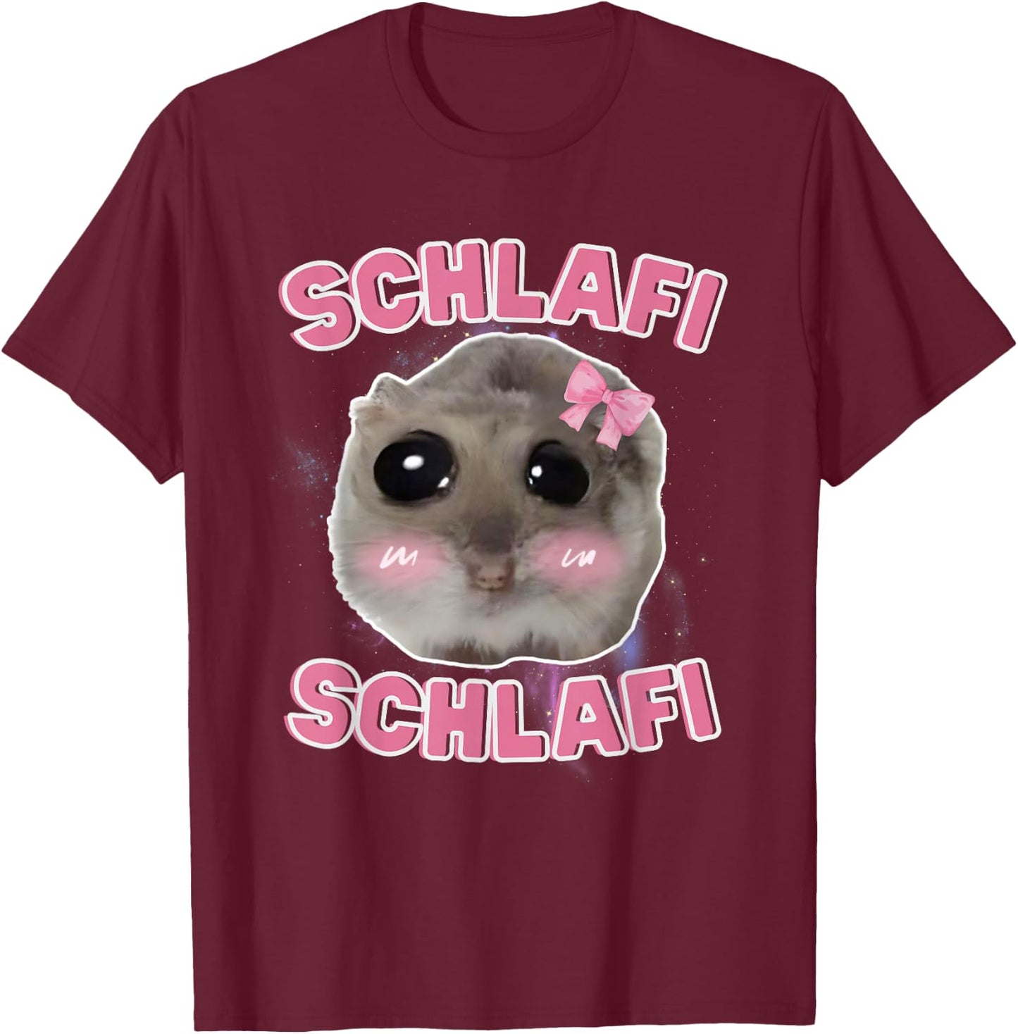 Schlafi Schlafi Funny Hamster Hamster Hamstie Meme Sleep , black T-Shirt - T-Shirt | Maroon