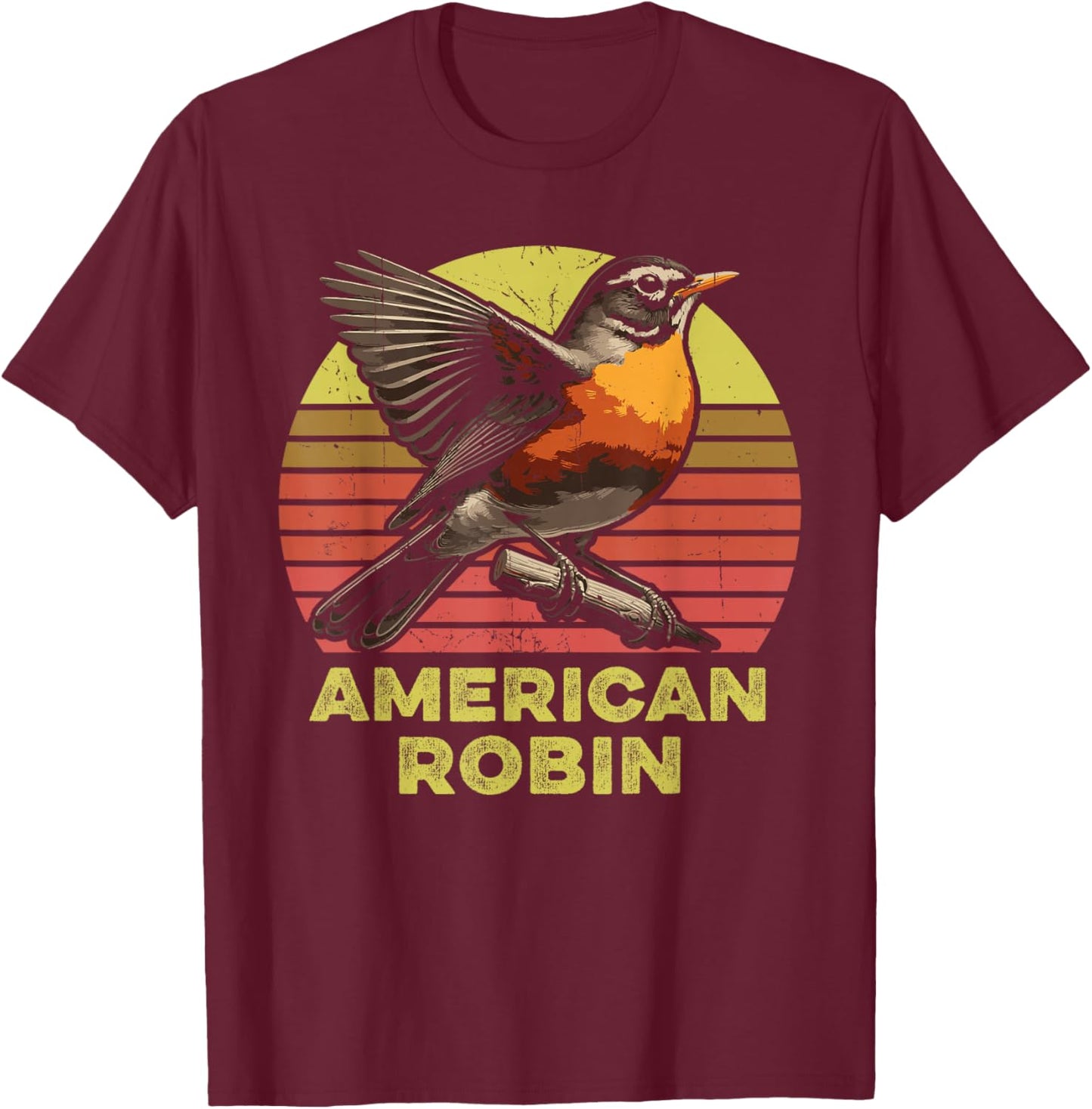 American Robin Retro T-Shirt - T-Shirt | Maroon