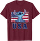 Disney Lilo & Stitch Americana Stitch USA , grey, S T-Shirt - T-Shirt | Maroon