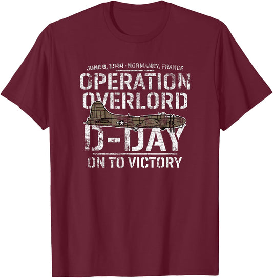 D-Day June 6, 1944 Normandy France B-17 On To Victory T-Shirt - T-Shirt | Maroon
