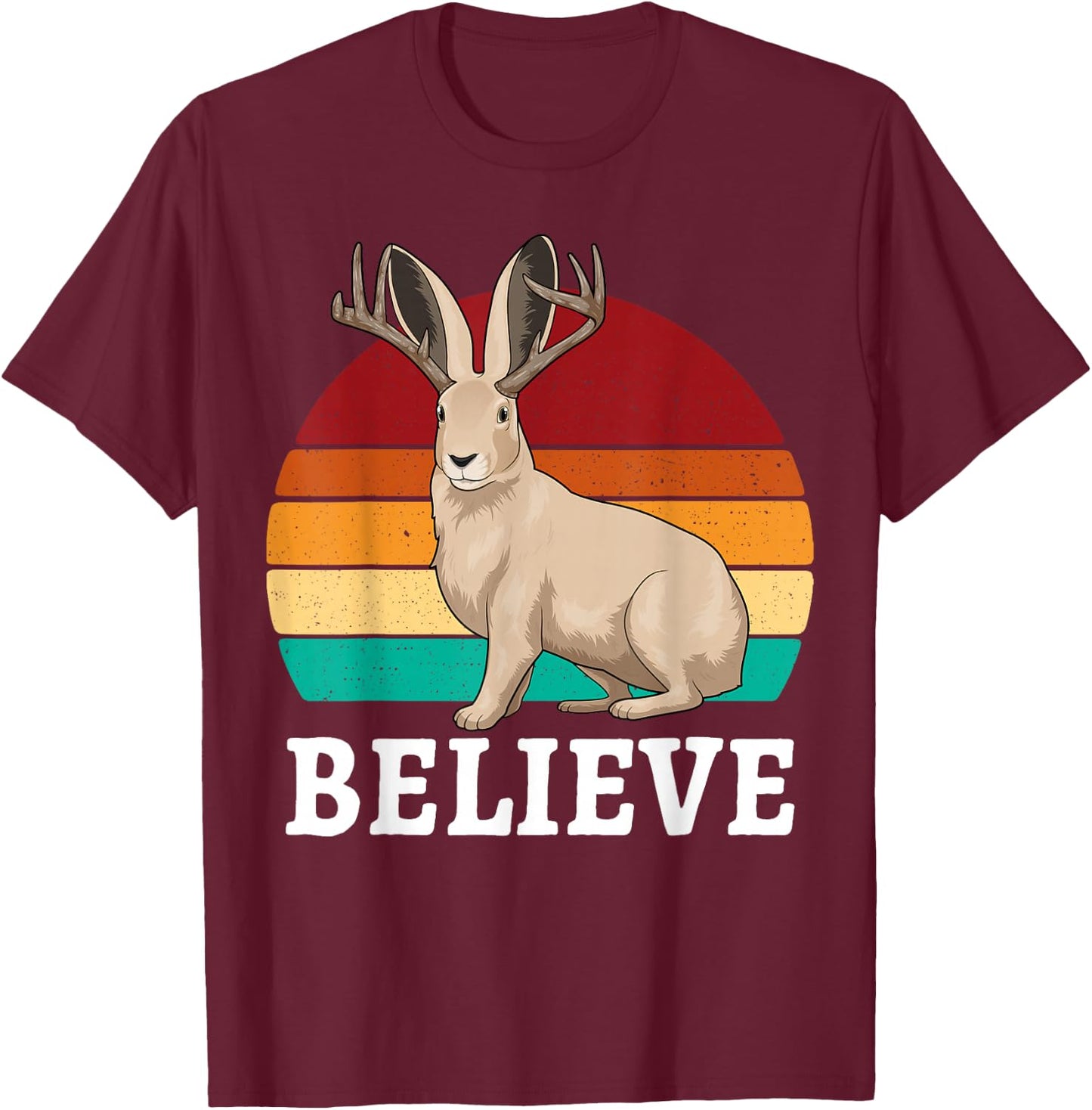 Cryptid Jackalope Shirt - Jackrabbit Believe Rabbit Bunny T-Shirt - T-Shirt | Maroon