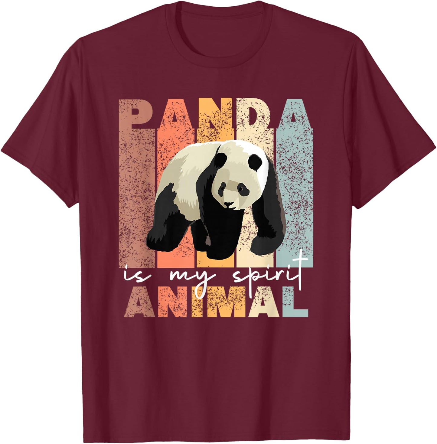 Panda Is My Spirit Animal - Cute Panda Vintage Pandas T-Shirt - T-Shirt | Maroon