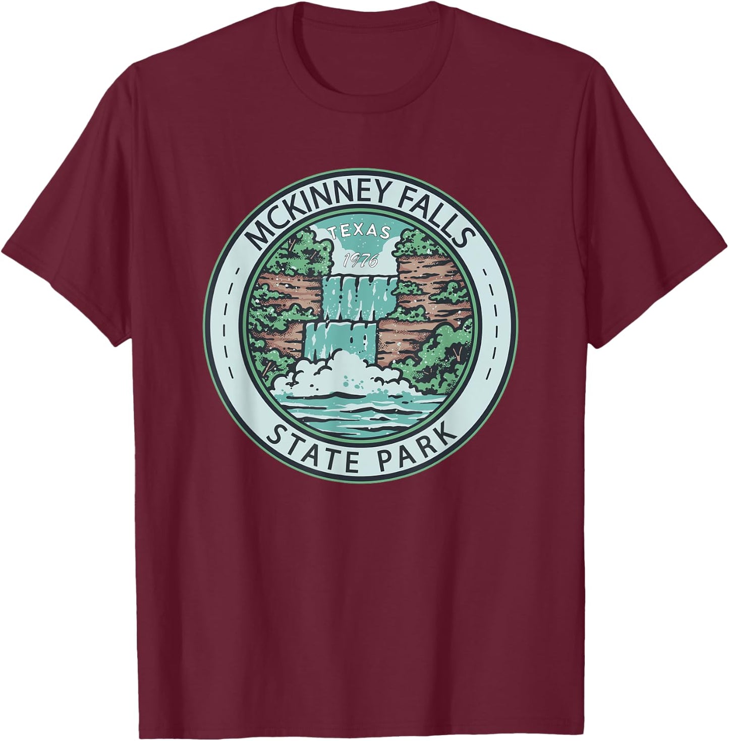 McKinney Falls State Park Texas Badge Vintage T-Shirt - T-Shirt | Maroon