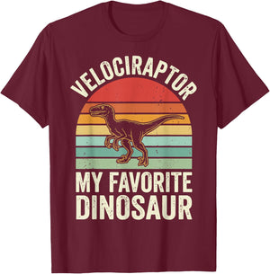 Velociraptor My Favorite Dinosaur T-Shirt - T-Shirt | Maroon