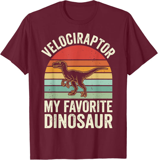 Velociraptor My Favorite Dinosaur T-Shirt - T-Shirt | Maroon