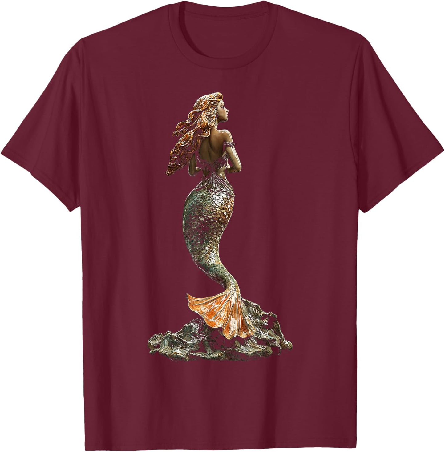 Mermaid Mythical Motif Fantasy Art Mermaid T-Shirt - T-Shirt | Maroon