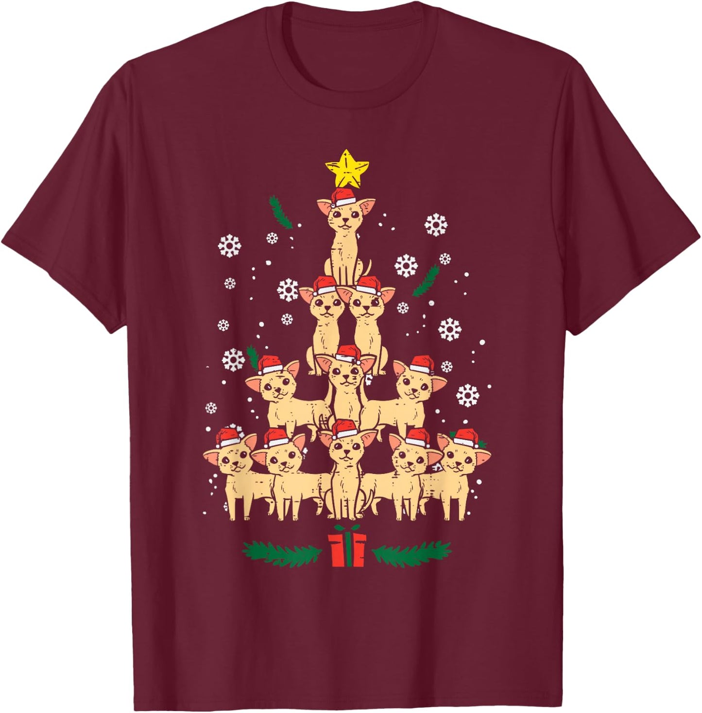 Chihuahua Christmas Tree Chiwawa Dog Xmas Women T-Shirt - T-Shirt | Maroon