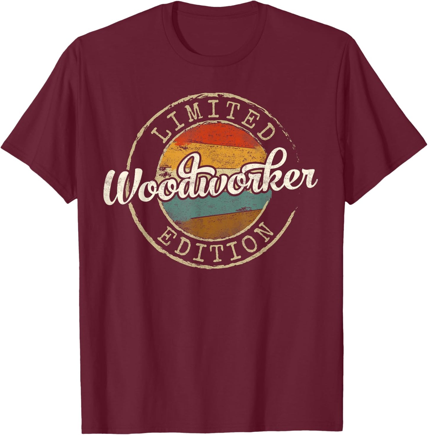 Woodworker Limited Edition Vintage Stamp Woodworking T-Shirt - T-Shirt | Maroon