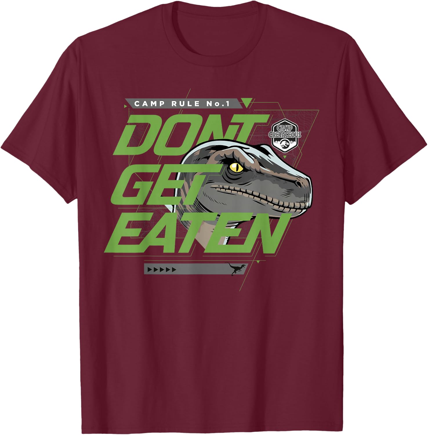 Jurassic World: Camp Cretaceous Rule 1 Don't Get Eaten T-Shirt - T-Shirt | Maroon