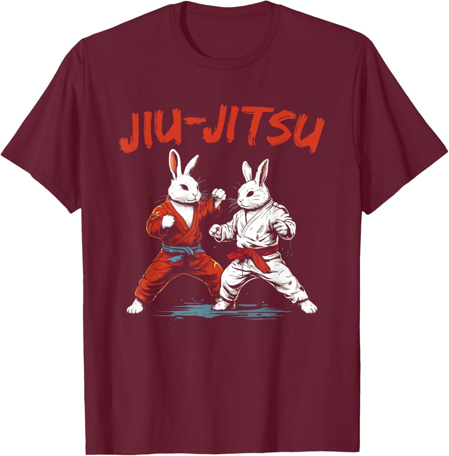 Jiu-Jitsu Bunnies - Vintage Martial Arts Rabbit Lover T-Shirt - T-Shirt | Maroon