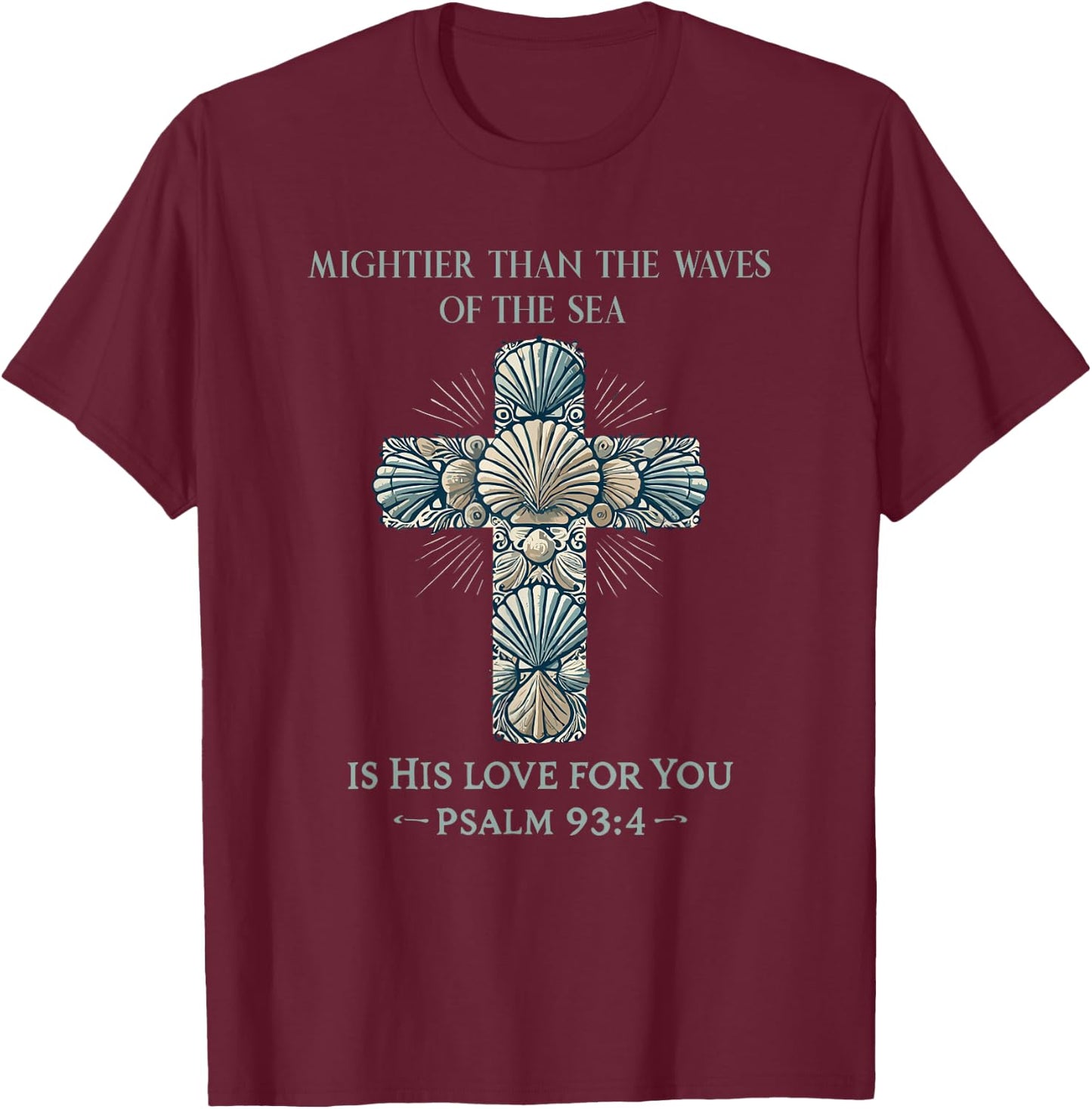 Christian Seashell Style Beach T-Shirt - T-Shirt | Maroon