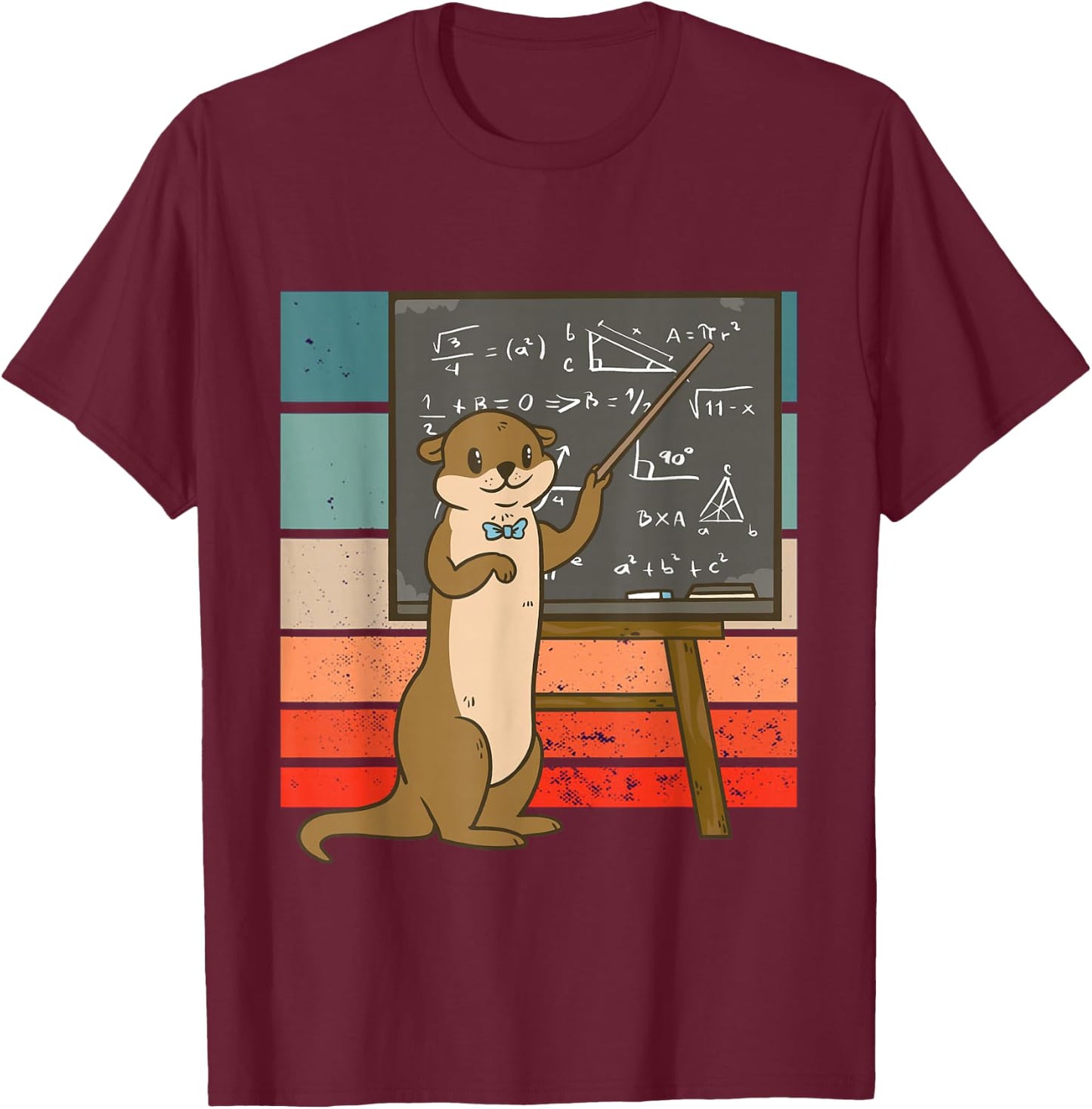 Otter Professor Teacher Teaching Maths Mathematics T-Shirt - T-Shirt | Maroon