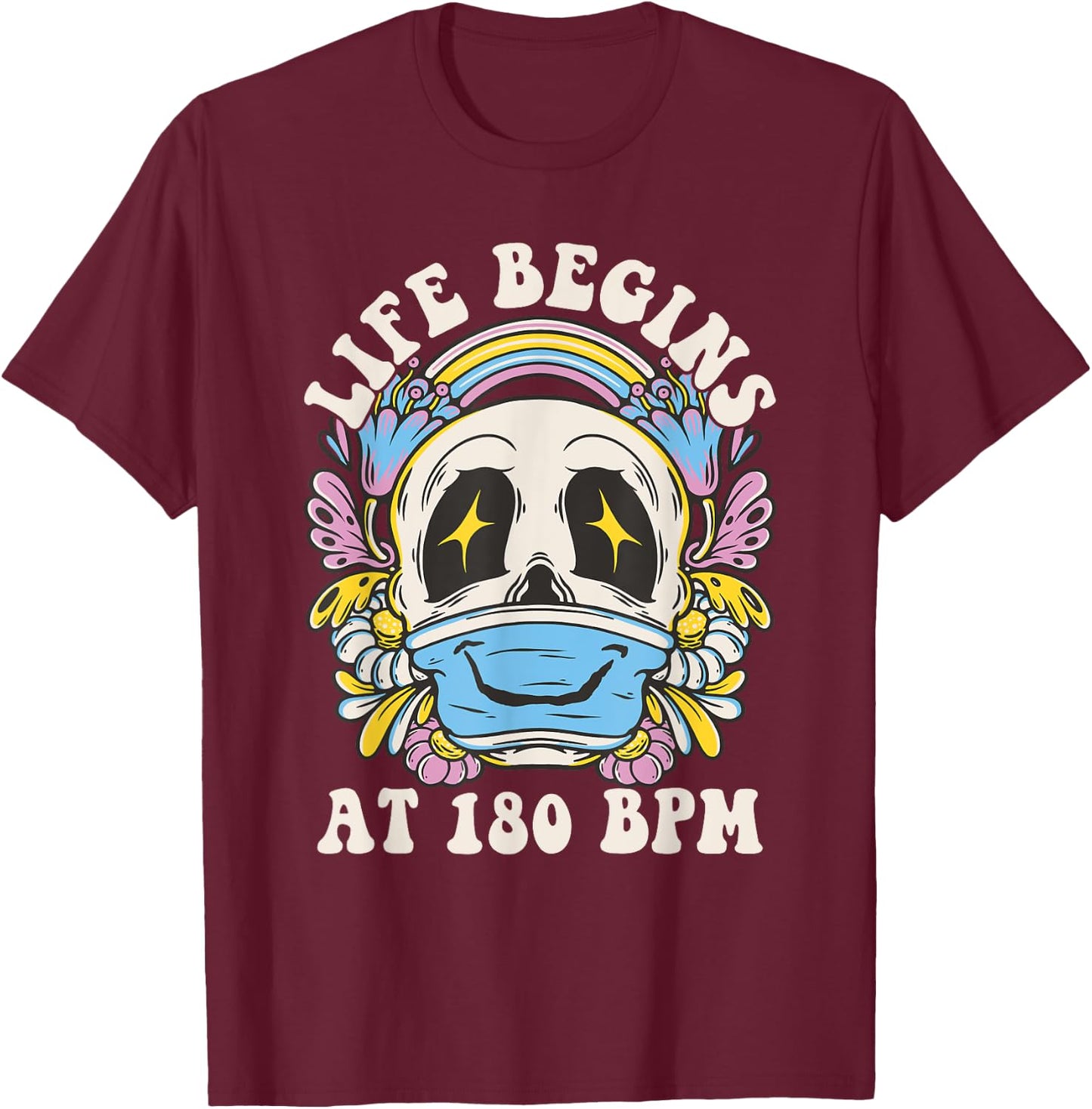 Techno Outfit Ladies, Men Raver Techno Party T-Shirt - T-Shirt | Maroon