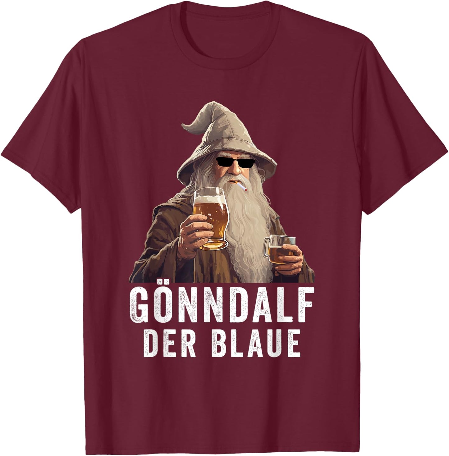 Gönndalf der blaue Bierdrinker Saufen Beer , black T-Shirt - T-Shirt | Maroon