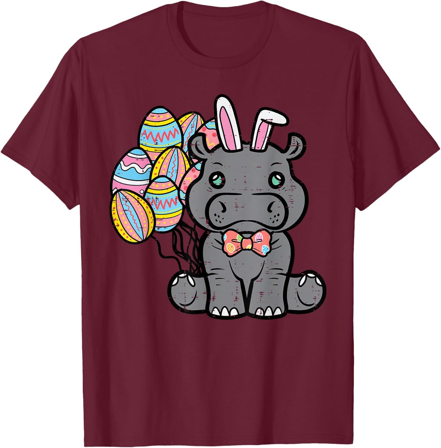 Easter Hippo Bunny Eggs Hippopotamus Girls Boys Kids Women T-Shirt - T-Shirt | Maroon