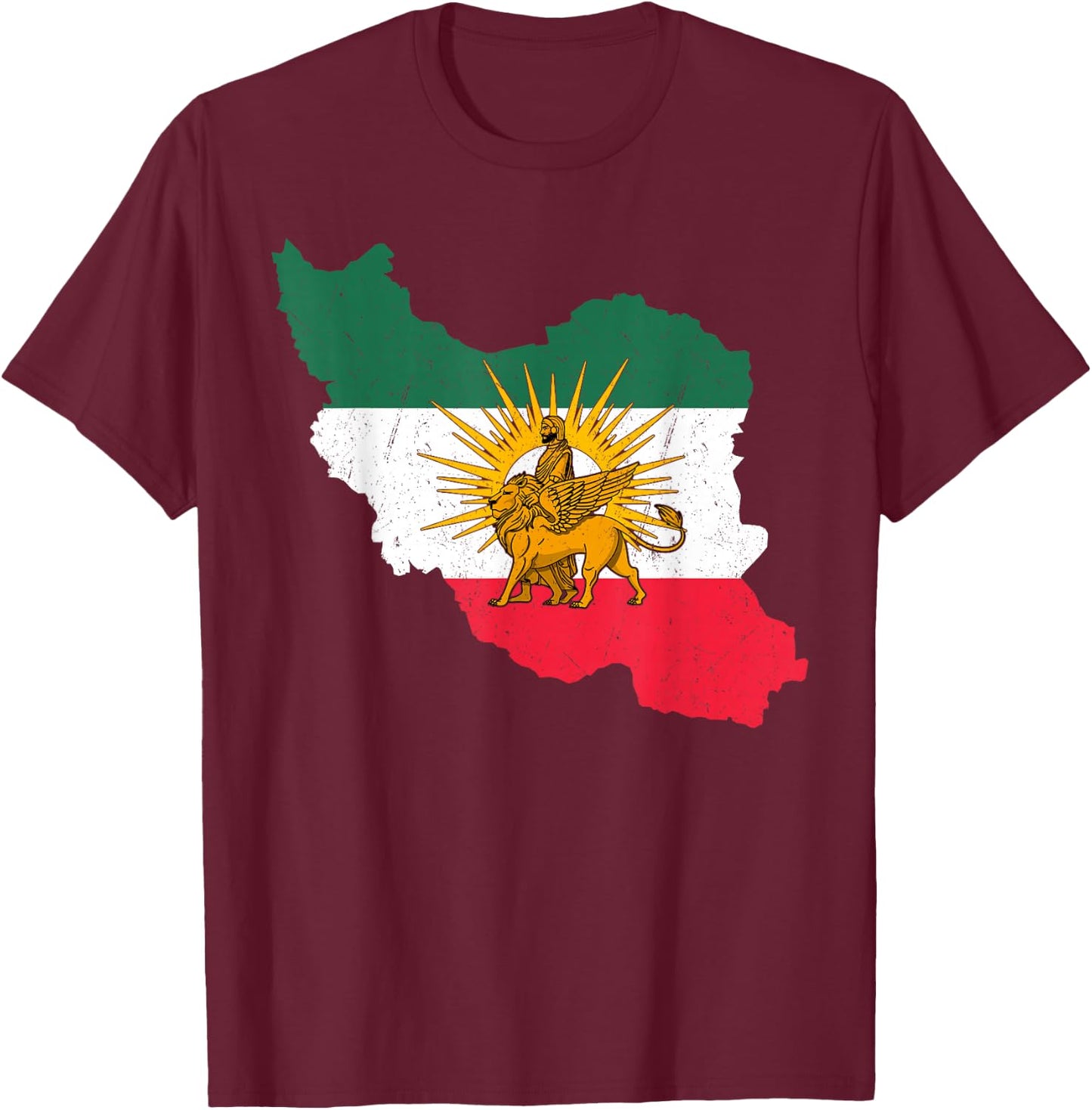 Shir o Khorshid Iran Persia Persian Fars Iranian , black T-Shirt - T-Shirt | Maroon