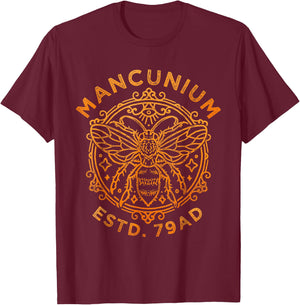 Mancunium 79AD, Manchester England, Worker Bee, Mancunian T-Shirt - T-Shirt | Maroon