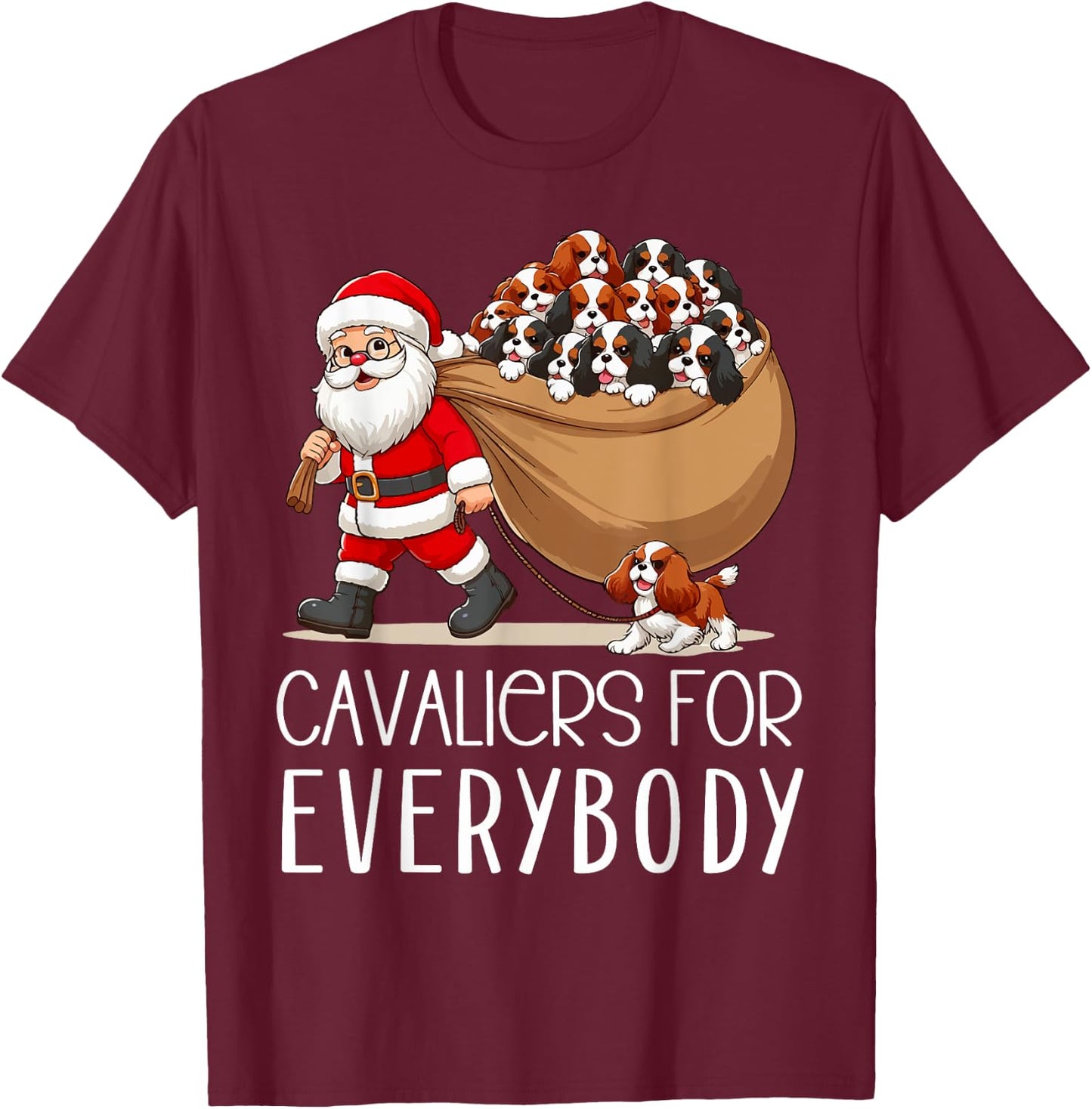 Cavalier King Charles Spaniel Christmas Funny Cavalier Dog Women Kids T-Shirt - T-Shirt | Maroon