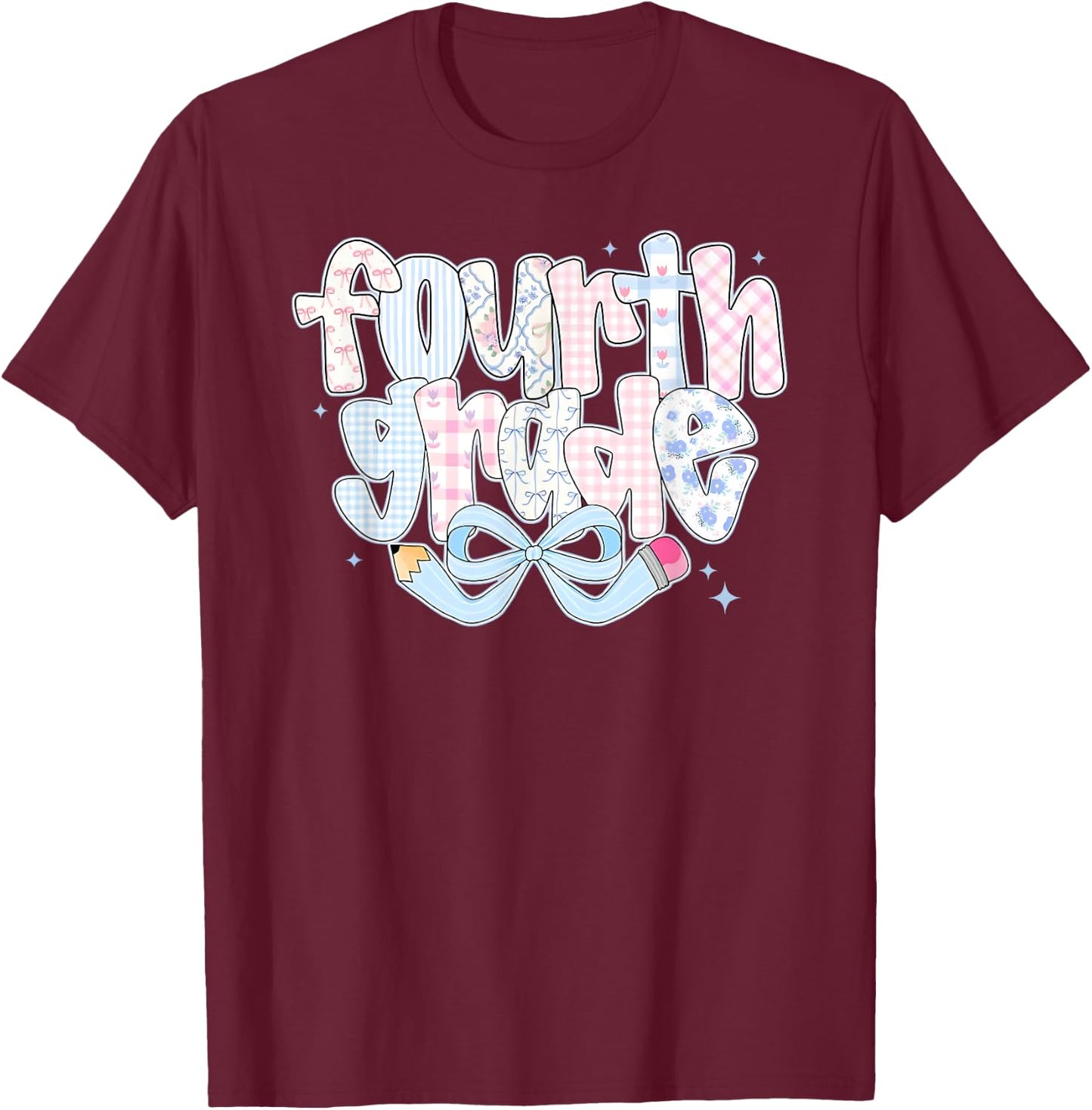 Preppy Fourth Grade Back To School Coquette 4th Grade T-Shirt - T-Shirt | Maroon