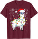 Christmas Llama Funny Christmas Alpaca Santa Llama T-Shirt - T-Shirt | Maroon
