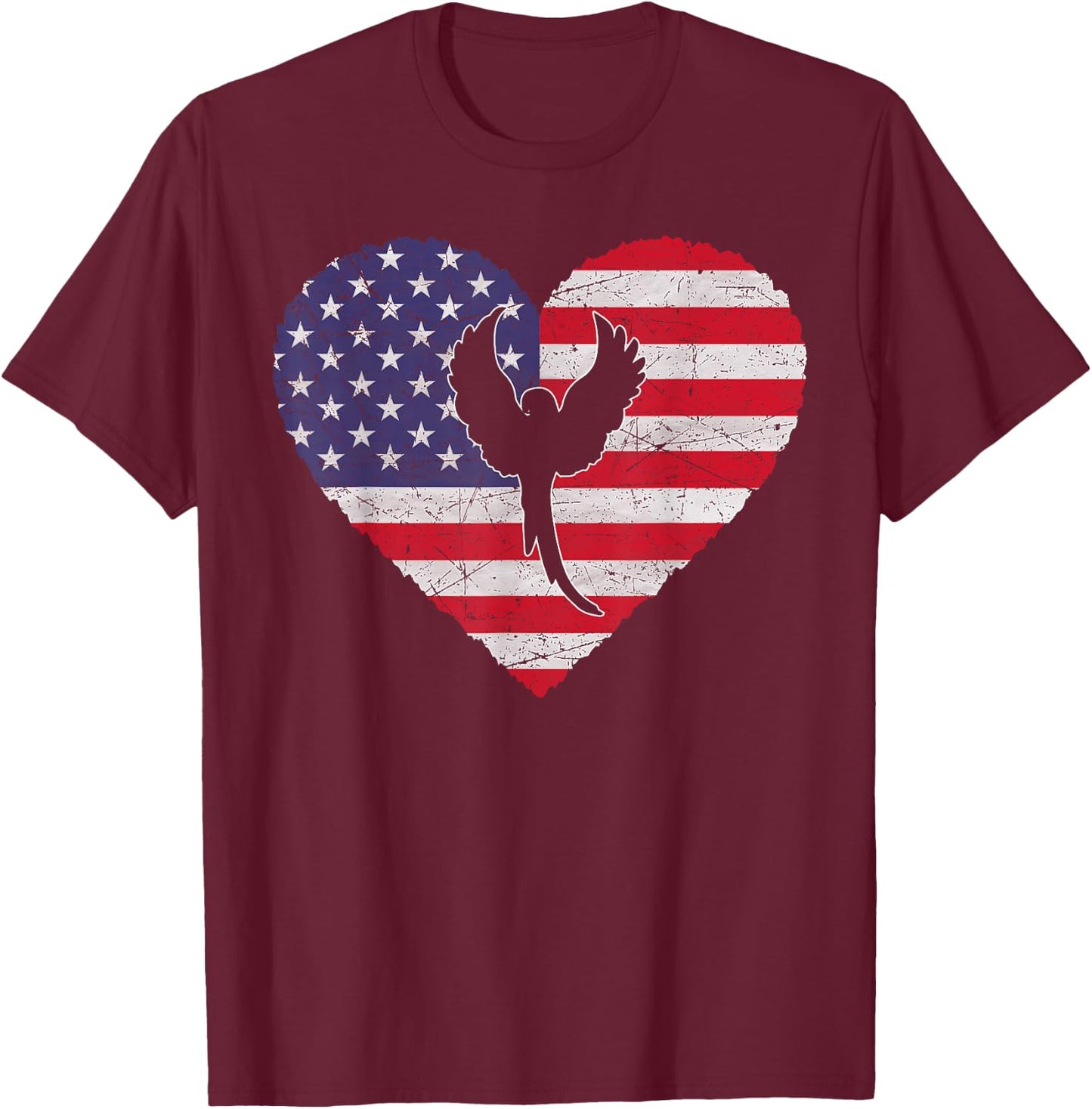 4th Of July Parrot American Flag Patriotic Kids Men T-Shirt - T-Shirt | Maroon