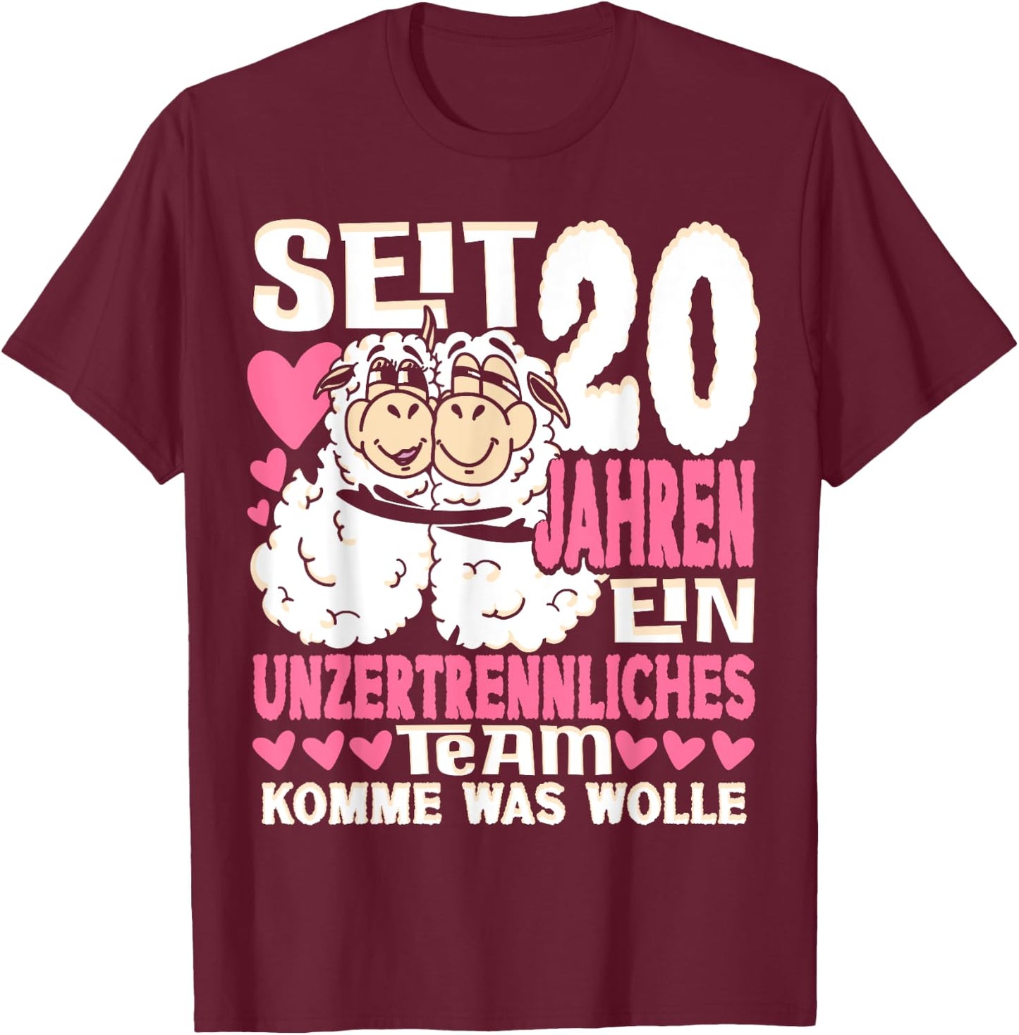 Porzellanhochzeit 20 Jahre Verheiratet Hochzeitstag T-Shirt - T-Shirt | Maroon