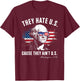 They Hate Us Cause They Ain’t Us George Washington July 4th T-Shirt - T-Shirt | Maroon