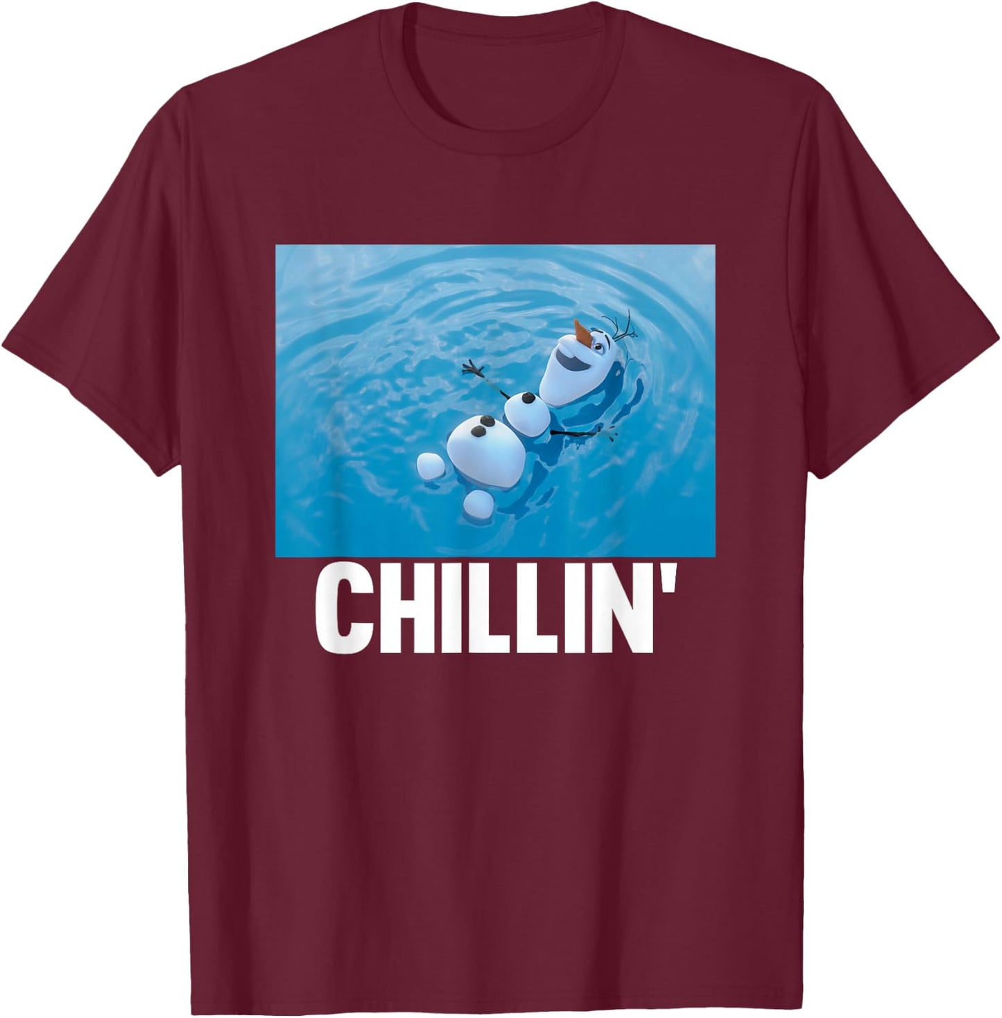 Disney Frozen Chillin' Olaf Swimming Shot T-Shirt - T-Shirt | Maroon